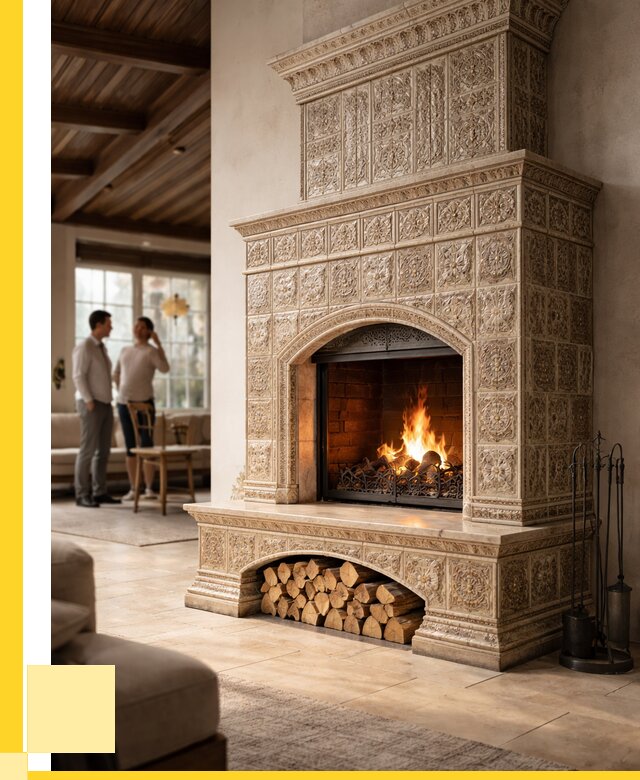 Купить изразцовый камин в Урае от 260525 р. | ЭриданУрй