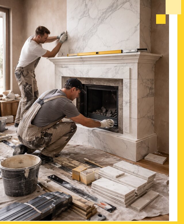 Отделка каминов в Урае качественные облицовочные работы