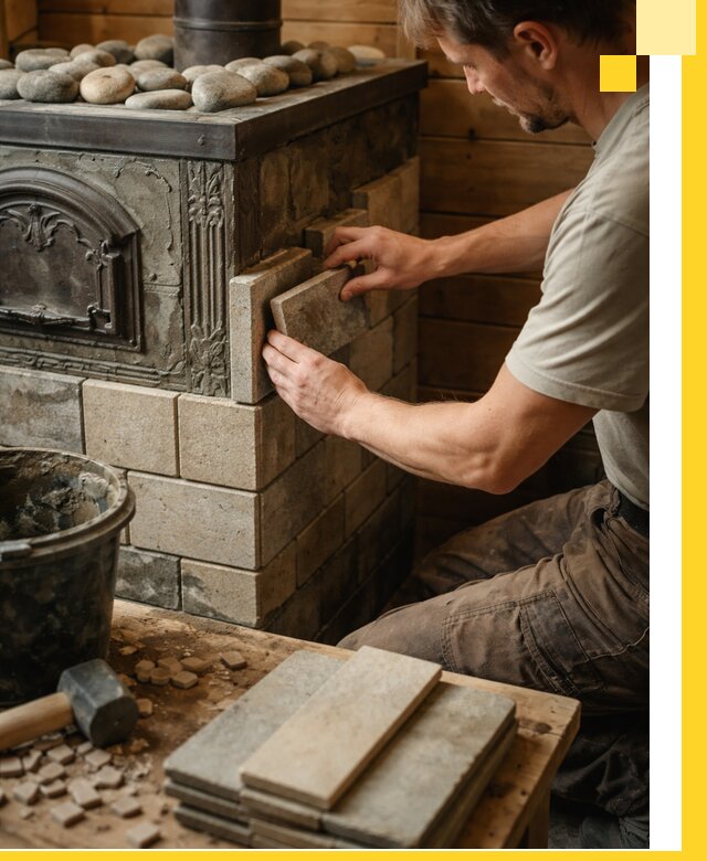 Облицовка банных печей в Урае профессиональная отделка