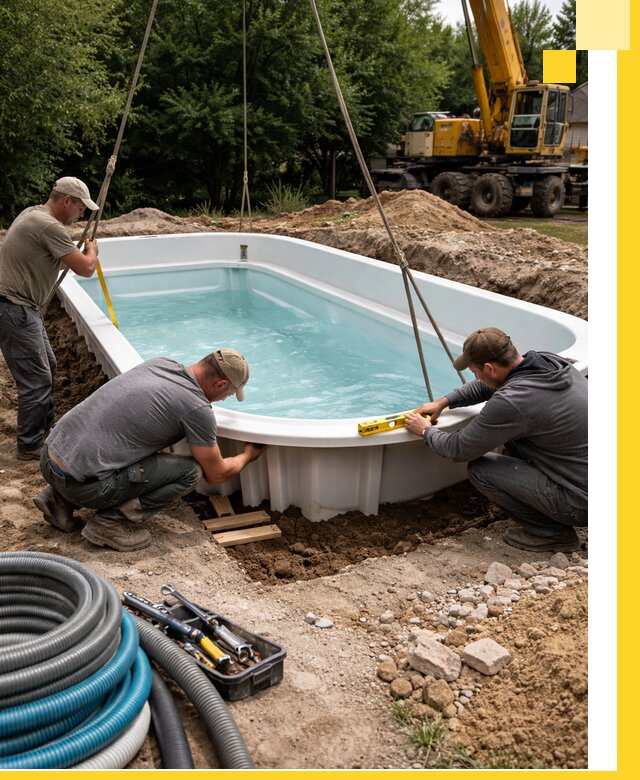 Установка и монтаж композитных бассейнов под ключ в Урае