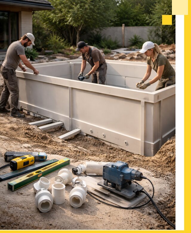 Установка полипропиленовых бассейнов под ключ в Урае