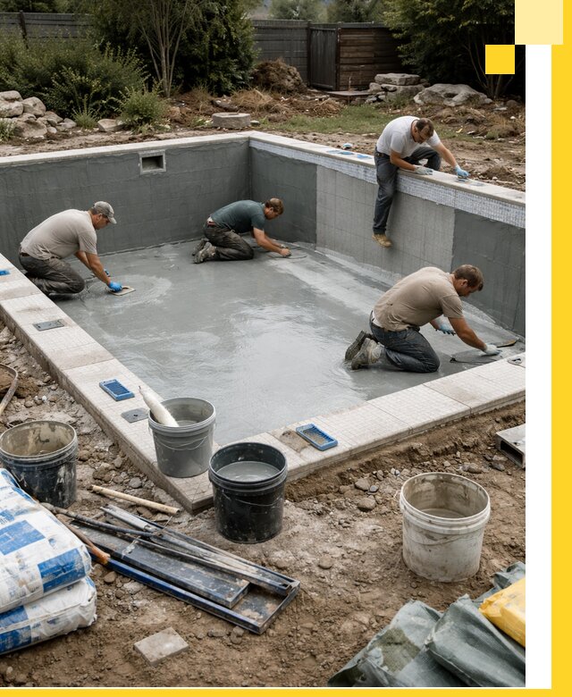 Изготовление и монтаж чаши бассейна под ключ в Урае