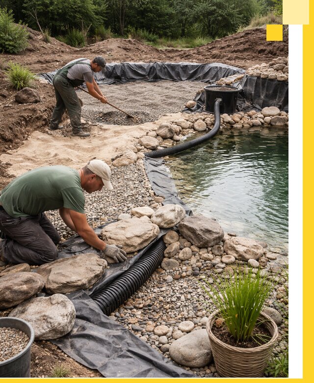 Строительство природных бассейнов и озер в Урае под ключ