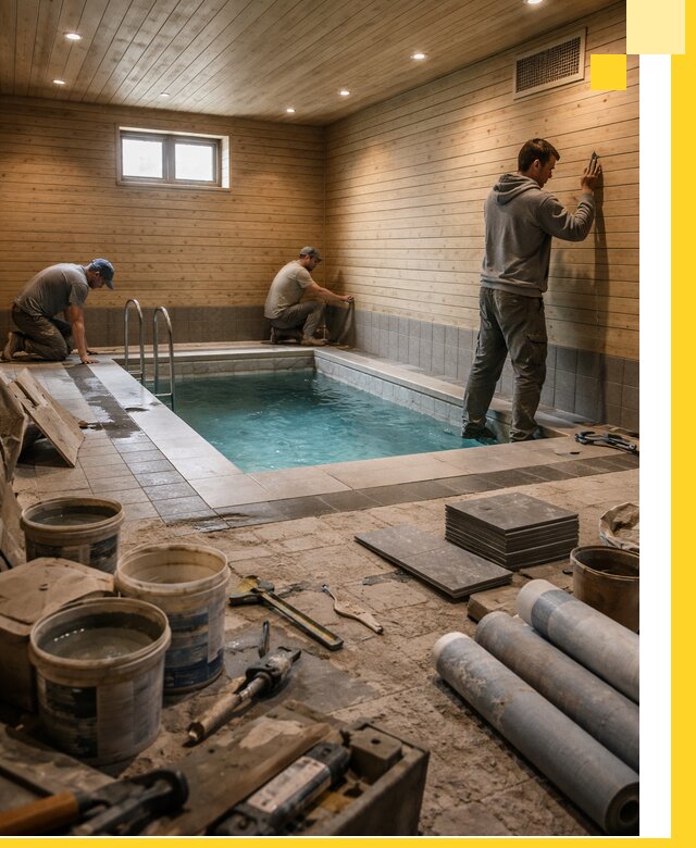 Строительство бани с бассейном и сауной под ключ в Урае