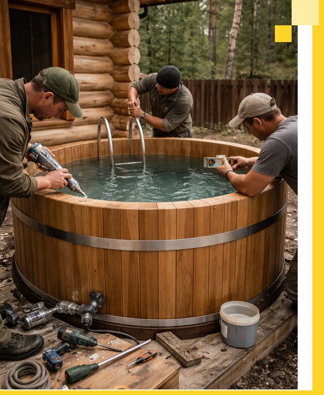 Строительство бань с купелью под ключ и отделкой в Урае