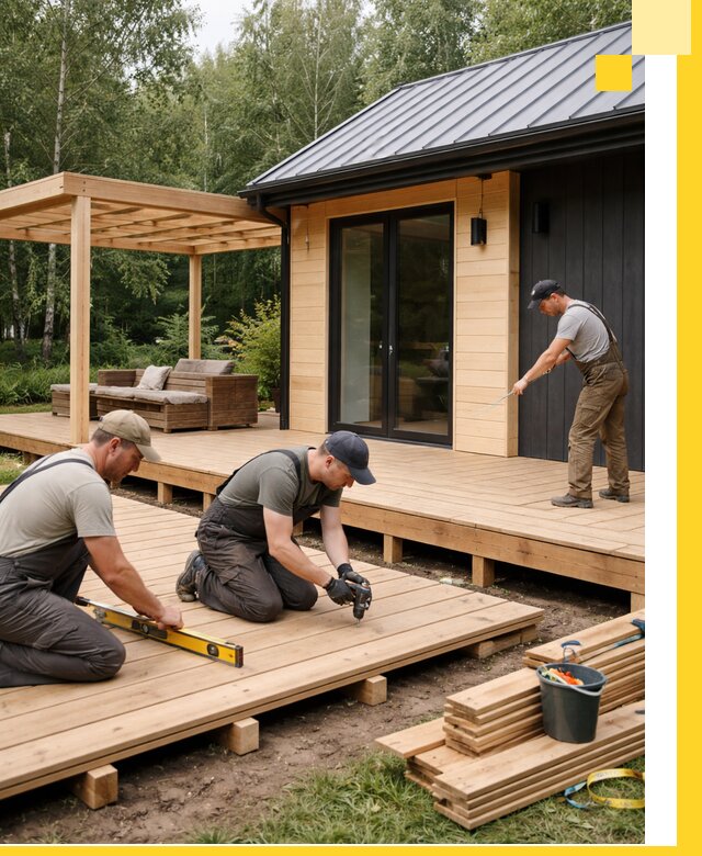 Строительство бань с террасой и бассейном под ключ в Урае