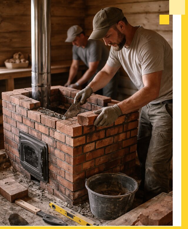 Кирпичные печи для бани под ключ в Урае, проект и монтаж