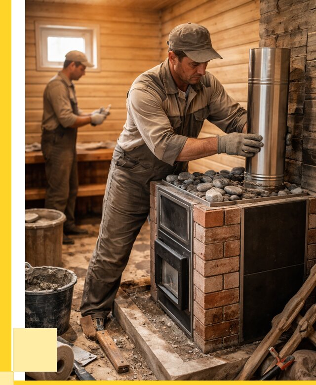 Монтаж печи в бане под ключ в Урае от 20842 р. | ЭриданУрй