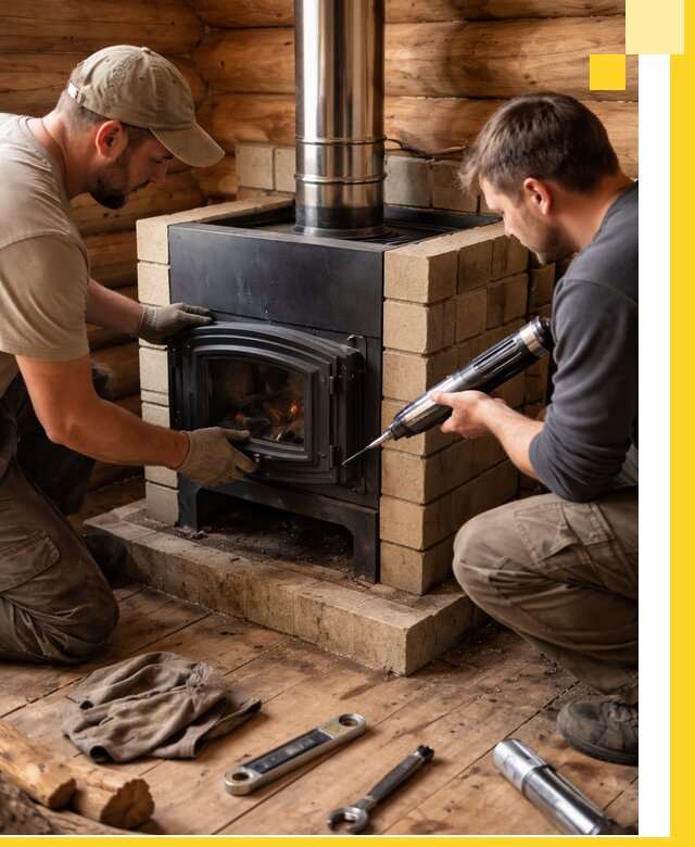 Монтаж и установка печи в бане под ключ с гарантией в Урае