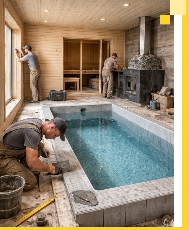 Проект бани с бассейном и сауной в Урае под ключ