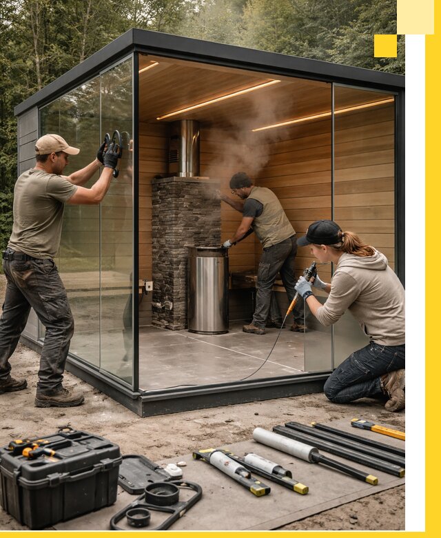 Проектирование и строительство стеклянных бань в Урае