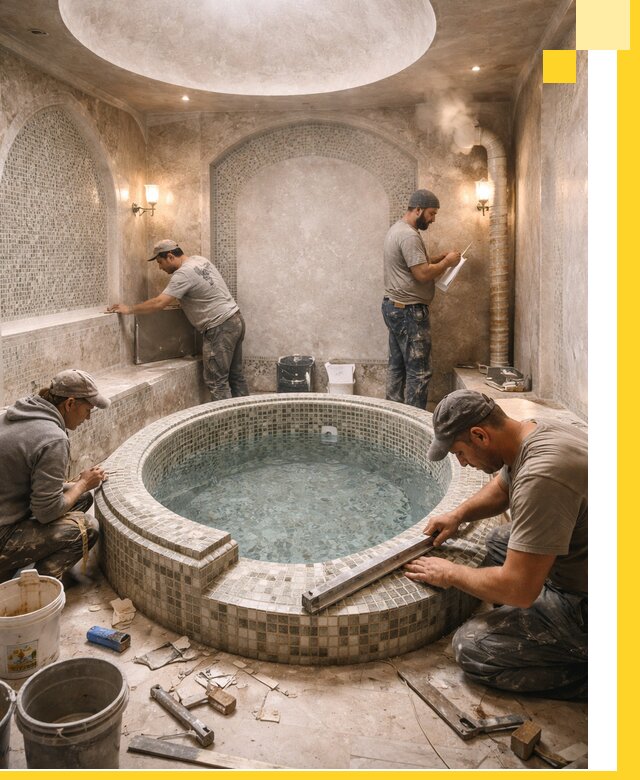 Профессиональное строительство хамама с бассейном в Урае под ключ