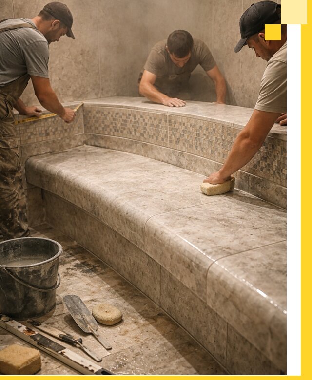 Изготовление и установка сидений для хамама в Урае