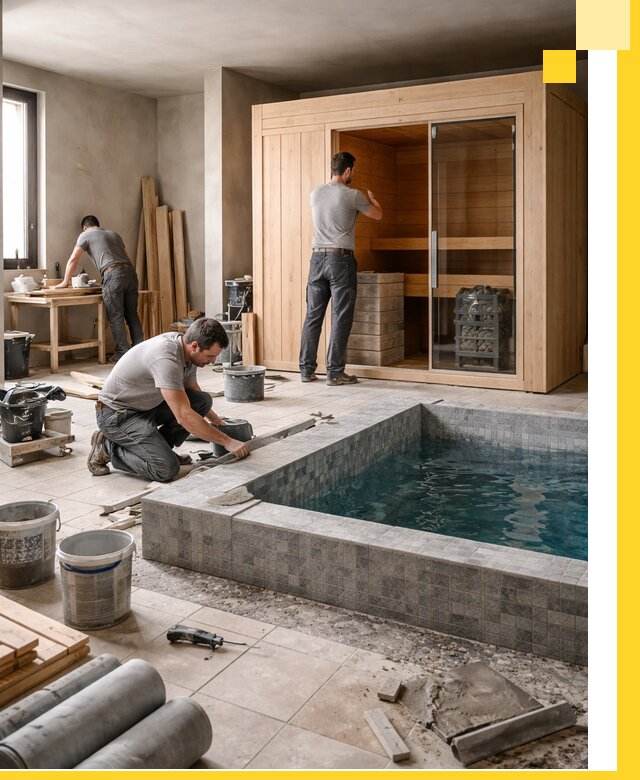 SPA зоны под ключ с бассейном сауной и печью в Урае